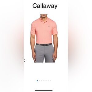 Men’s Callaway living orange  coral color new golf shirt no tags